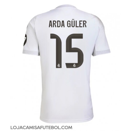 Camisa de Futebol Real Madrid Arda Guler #15 Equipamento Principal 2025-26 Manga Curta Camisa de Futebol Real Madrid Arda Guler #15 Equipamento Principal 2025-26 Manga Curta